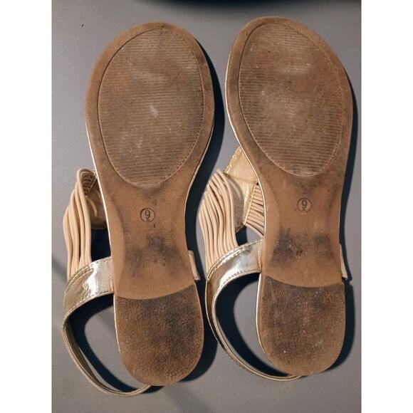 Dream Pairs Gold Bling Elastic Strappy String Thong Gladiator Sandals Flats 9 - Picture 4 of 4